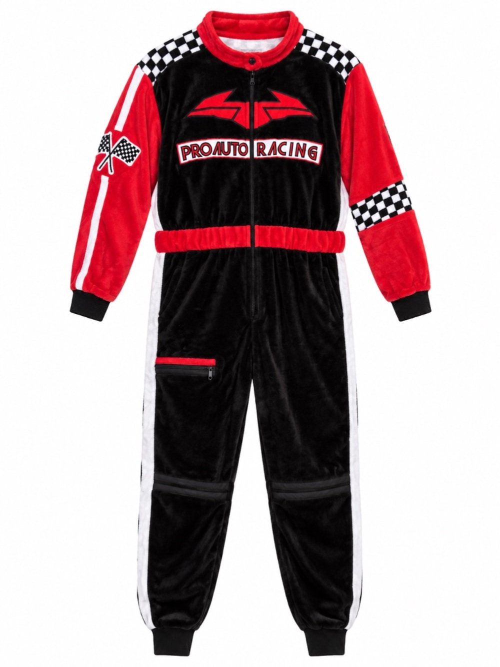 Race Car Driver Racing Costume Jumpsuit in Black & Red Checkered | Size Adult XL